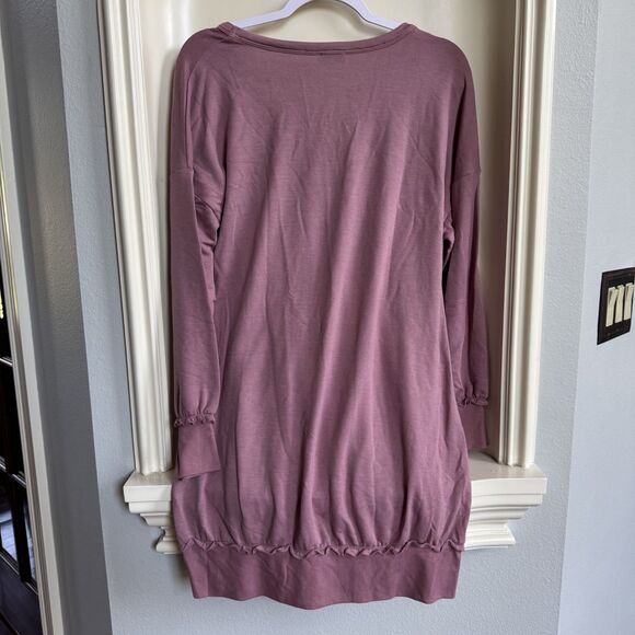 Lily Rose French Terry Dusty Pink Sweater Dress With Ruffle Details Size Medium - Picture 3 of 3